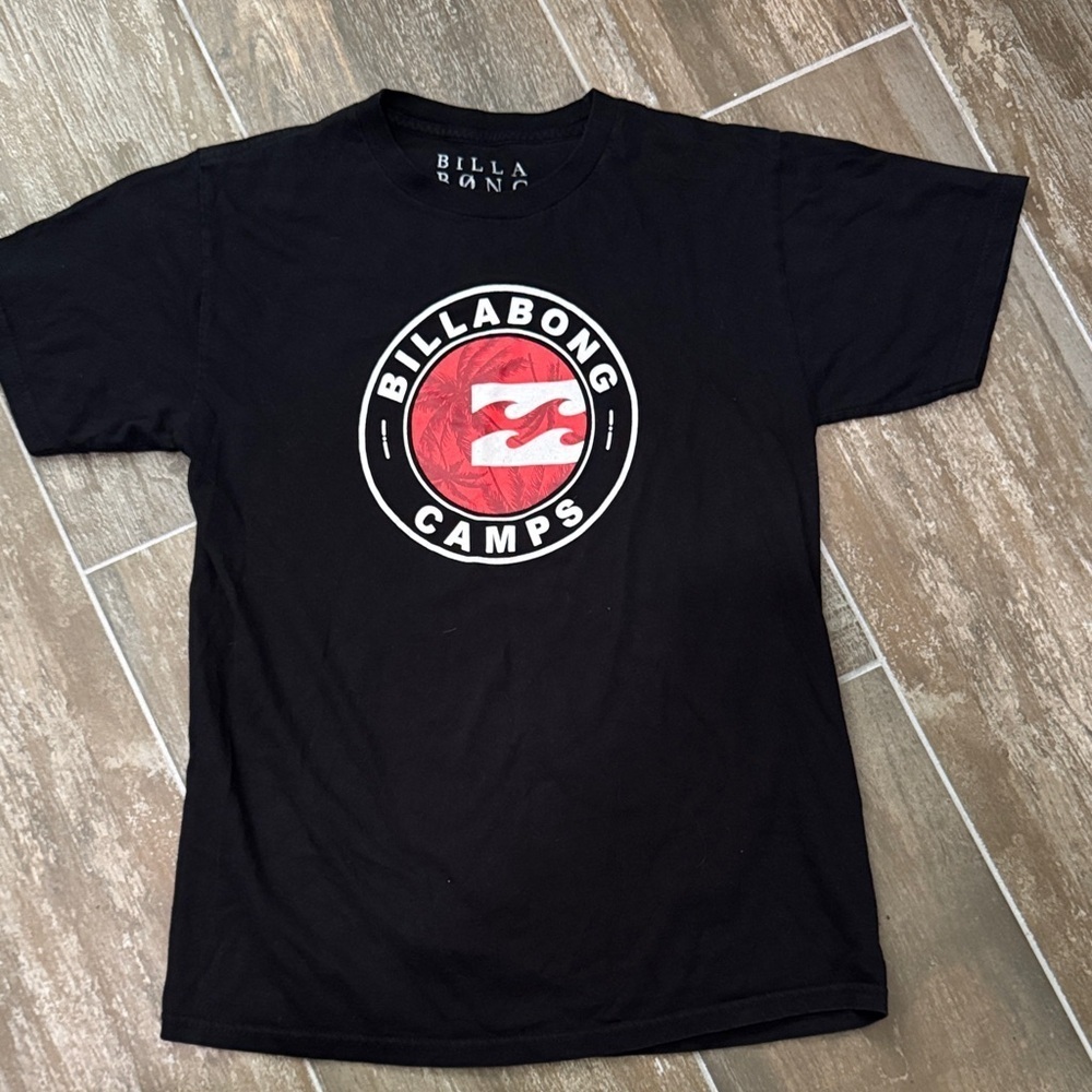 Billabong Black Tee with Red and White Graphic
